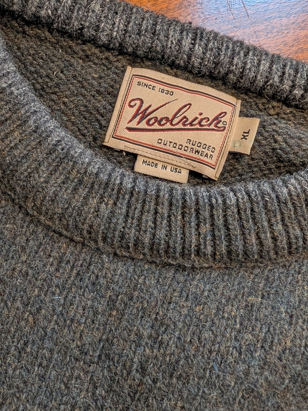 Classic Woolrich Men's Green- Gray Crewneck Sweater Size XL but Fits like a 2XL.